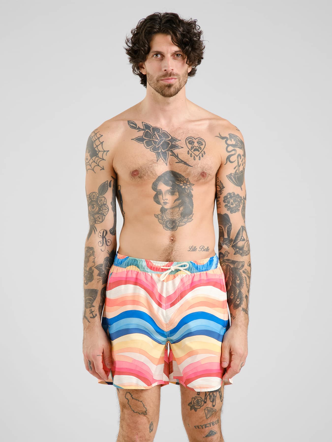 Badehose Sandhamn Wave Stripe Dedicated Multicolor 01