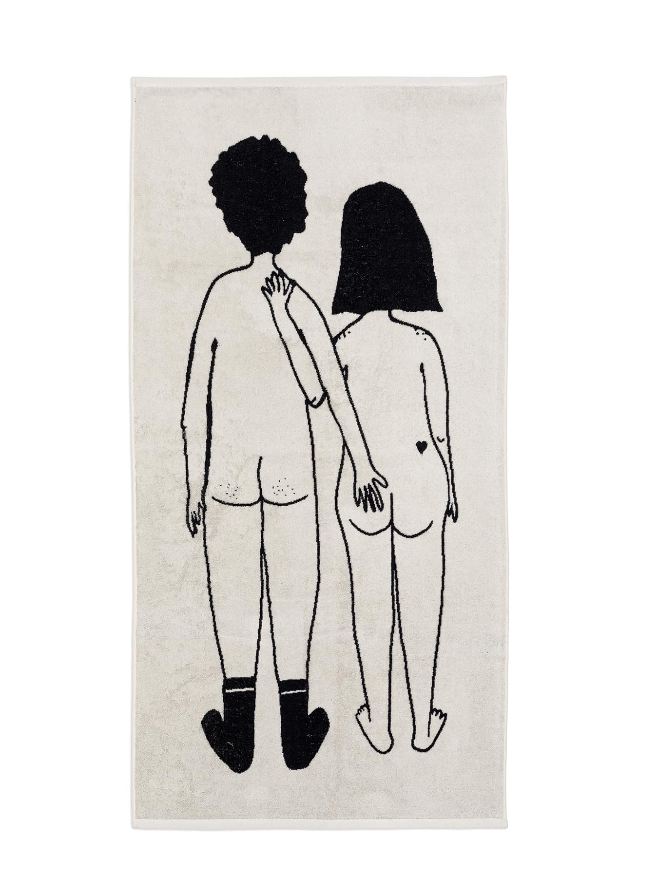 Bath Towel Nacked Couple Back Helenb White Black 02