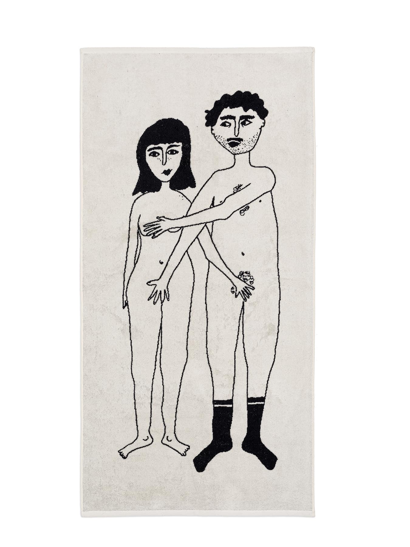 Bath Towel Nacked Couple Helenb White Black 02