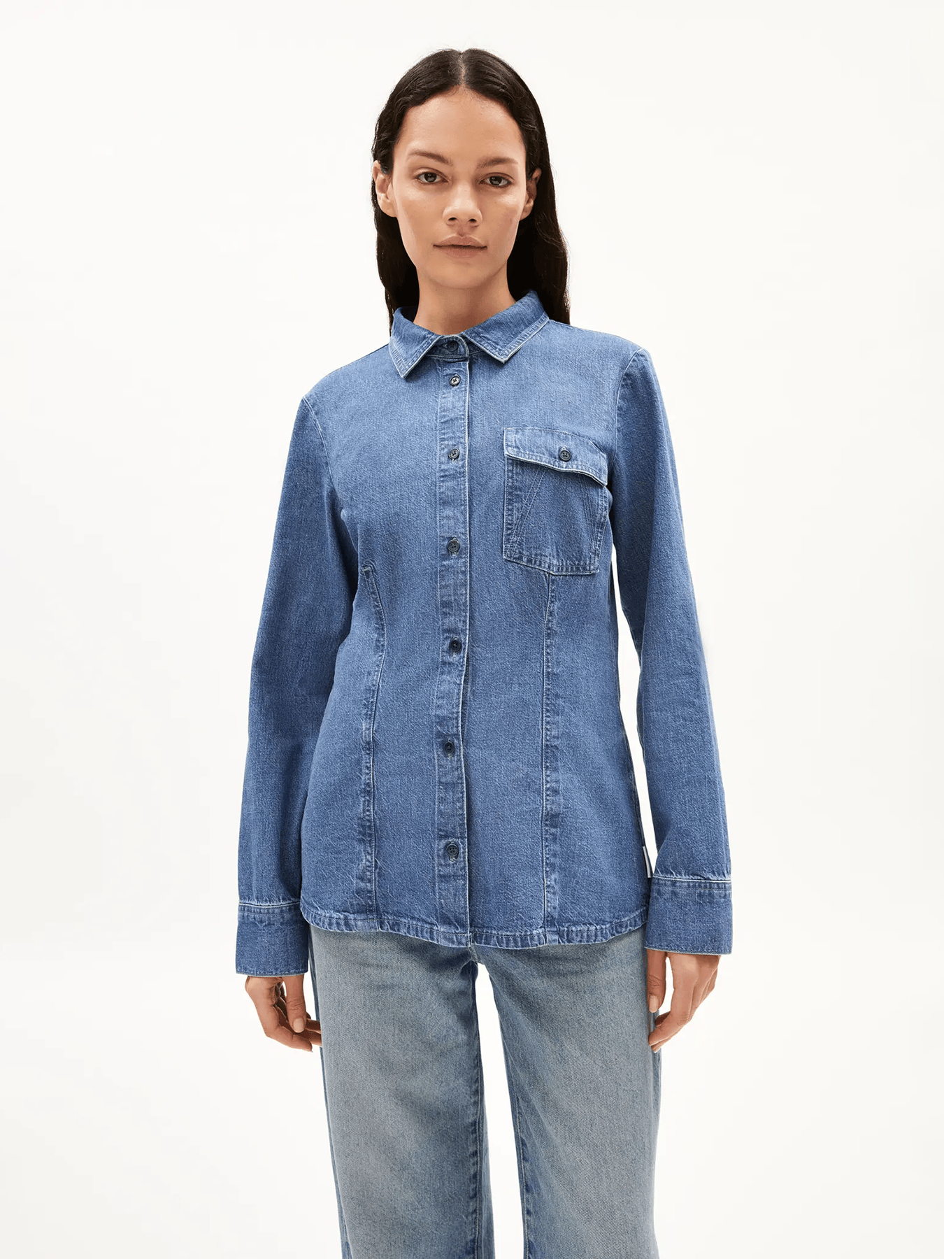 Blusen Bluse Nilaara Armedangels Iced Indigo 1