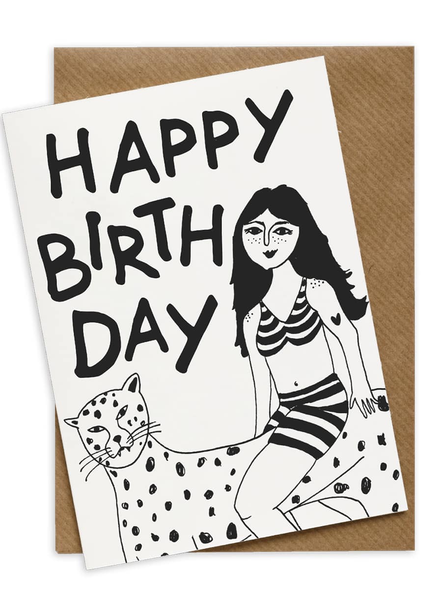 Grusskarte Greeting Card Happy Birtday Leopard Girl Helenb 01