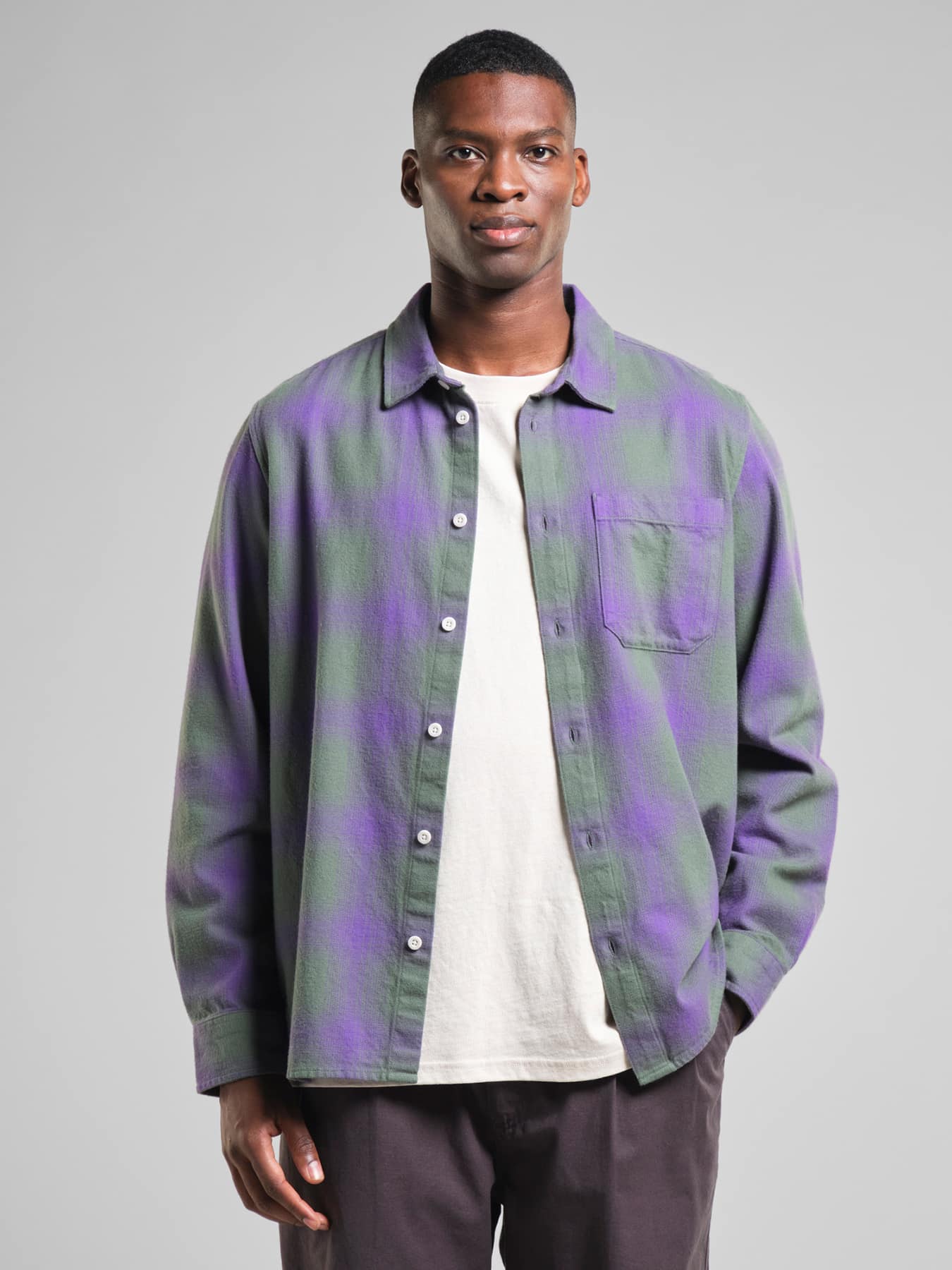 Hemden&polos Hemd Rute Flannel Dedicated Shadow Check Purple 1