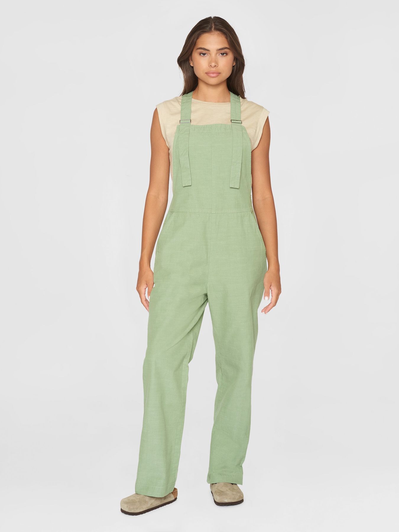 Jumpsuit Gale Straight Slub Yarn Knowledge Cotton Apparel Shale Green 1