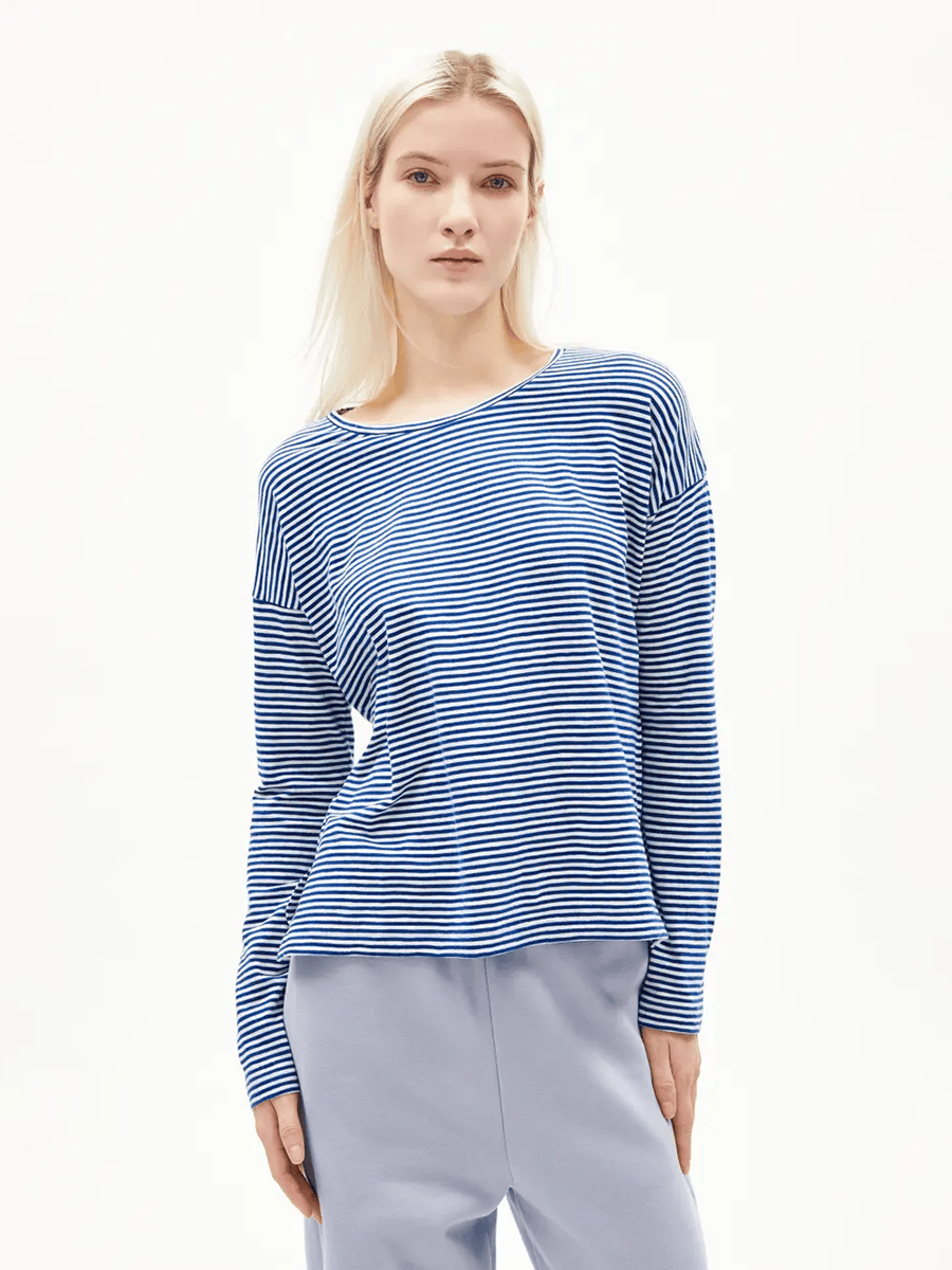 Longsleeve Xianaa Lovely Stripes Armedangel Oatmillk Lapis Blue 1.jpg