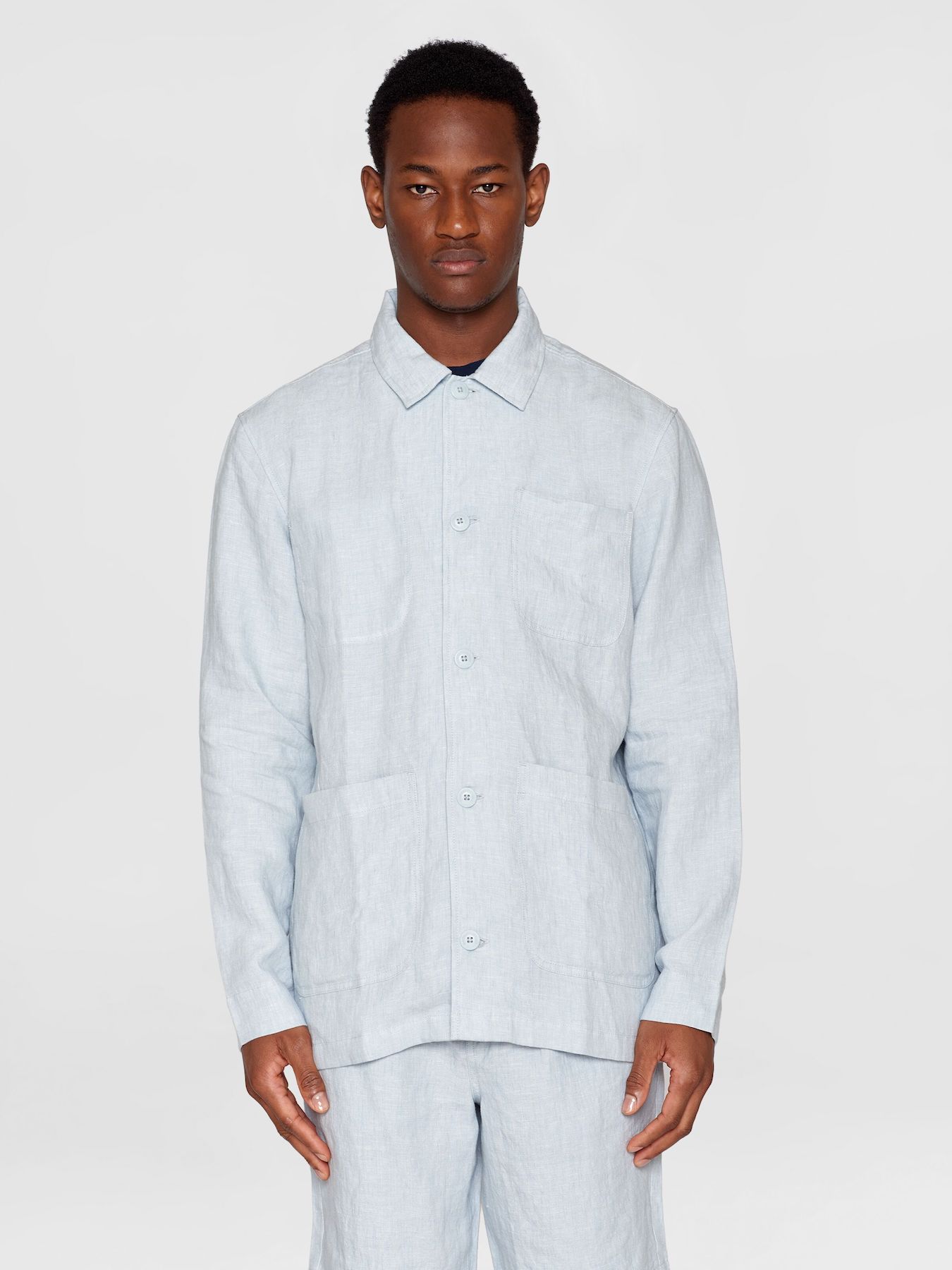 Overshirt Linen Gots Knowledge Cotton Apparel Dusk Blue 1