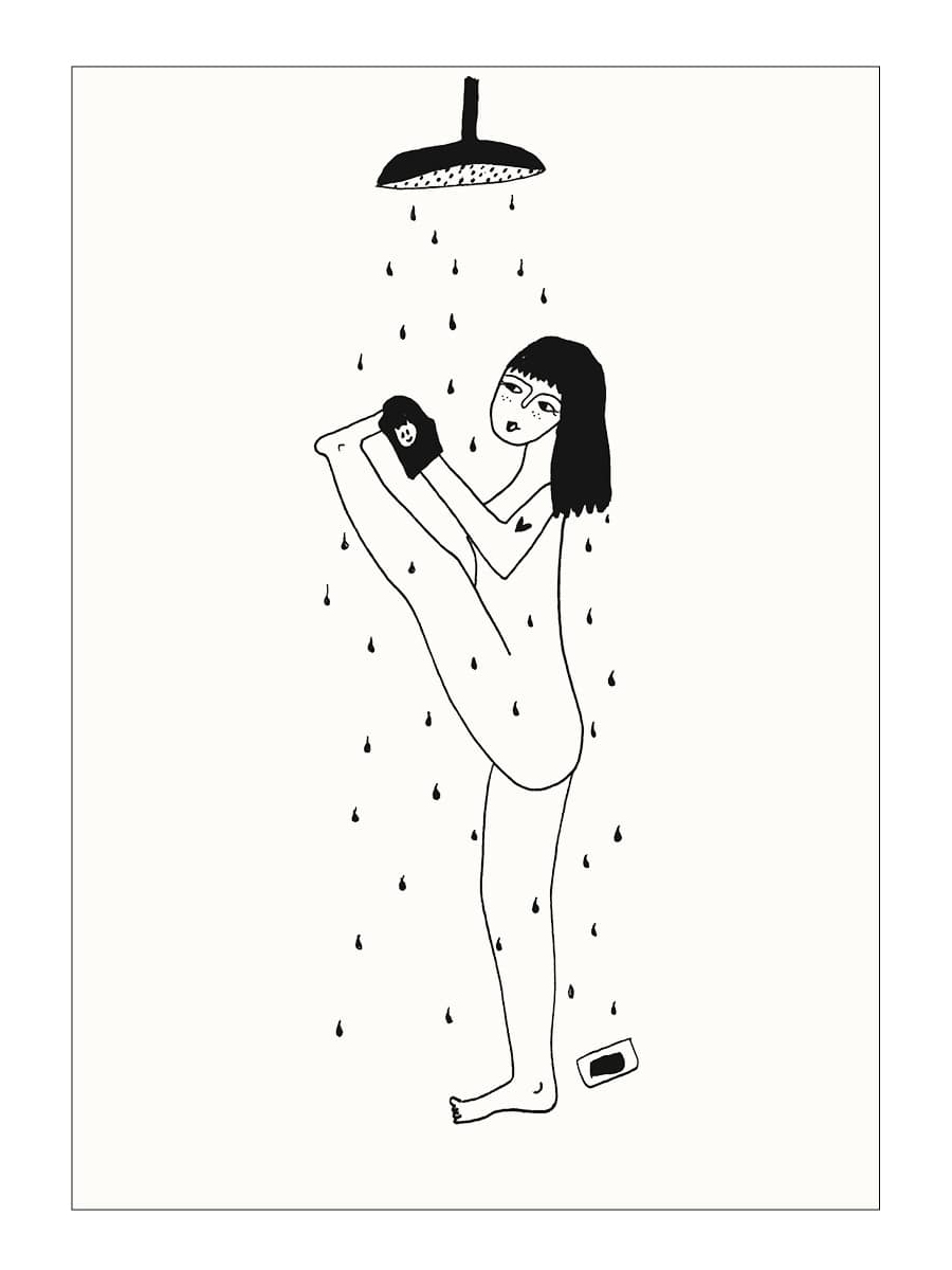 Postkarte Postcard Yoga In The Shower Helenb 01