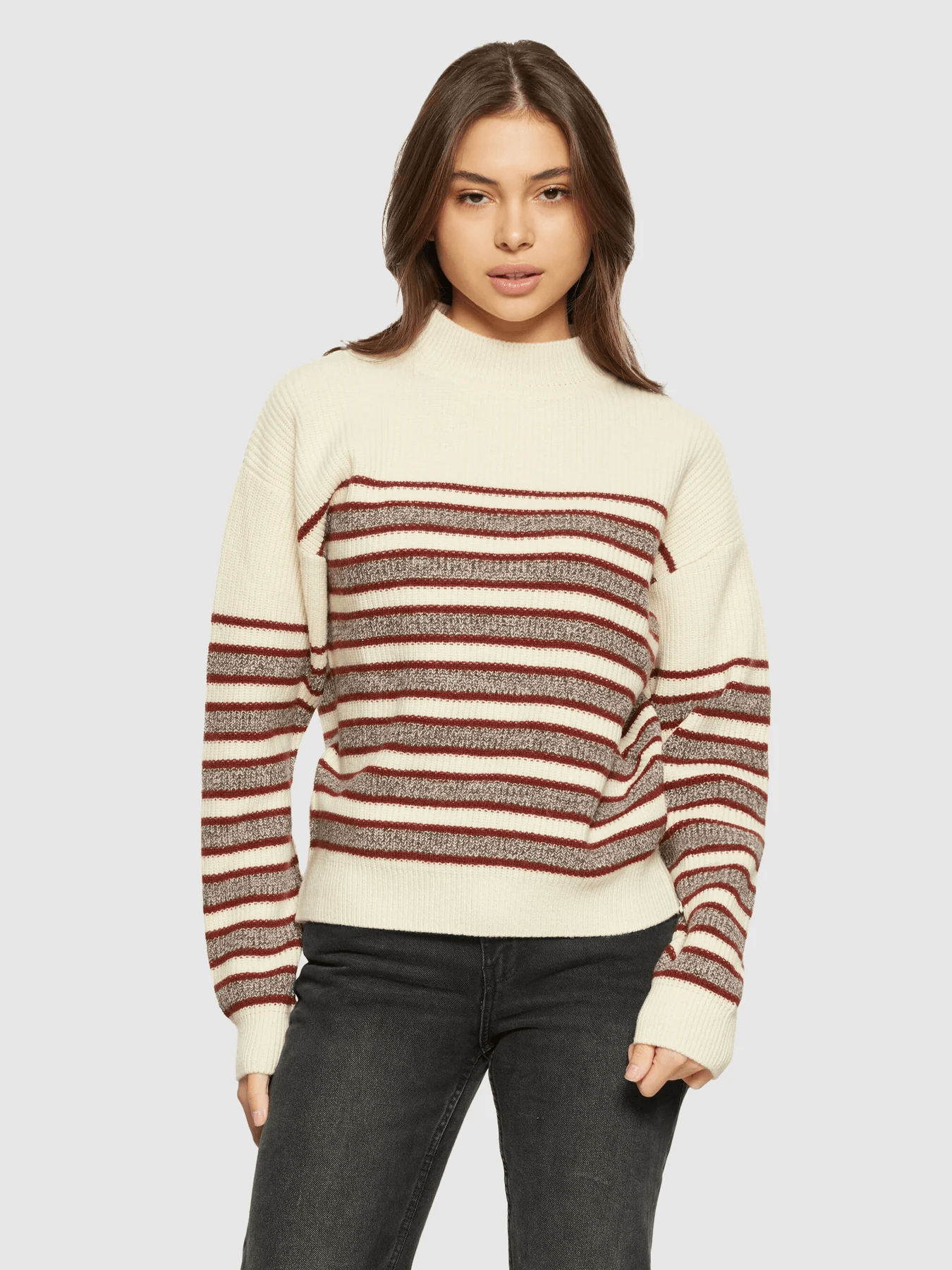 Pullover Pullover Stripe Blocking Knowledge Cotton Apparel Brown 1