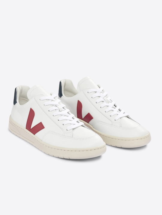 Schuhe Sneaker V 12 Leather Veja Extra White Marsala Nautico 1