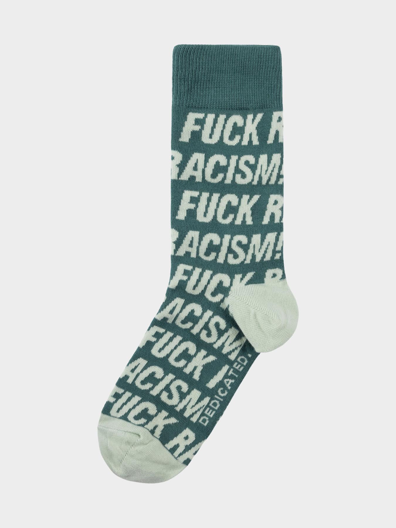 Socken Sigtuna Fuck Racism Pattern Dedicated Forest Green Dark 1