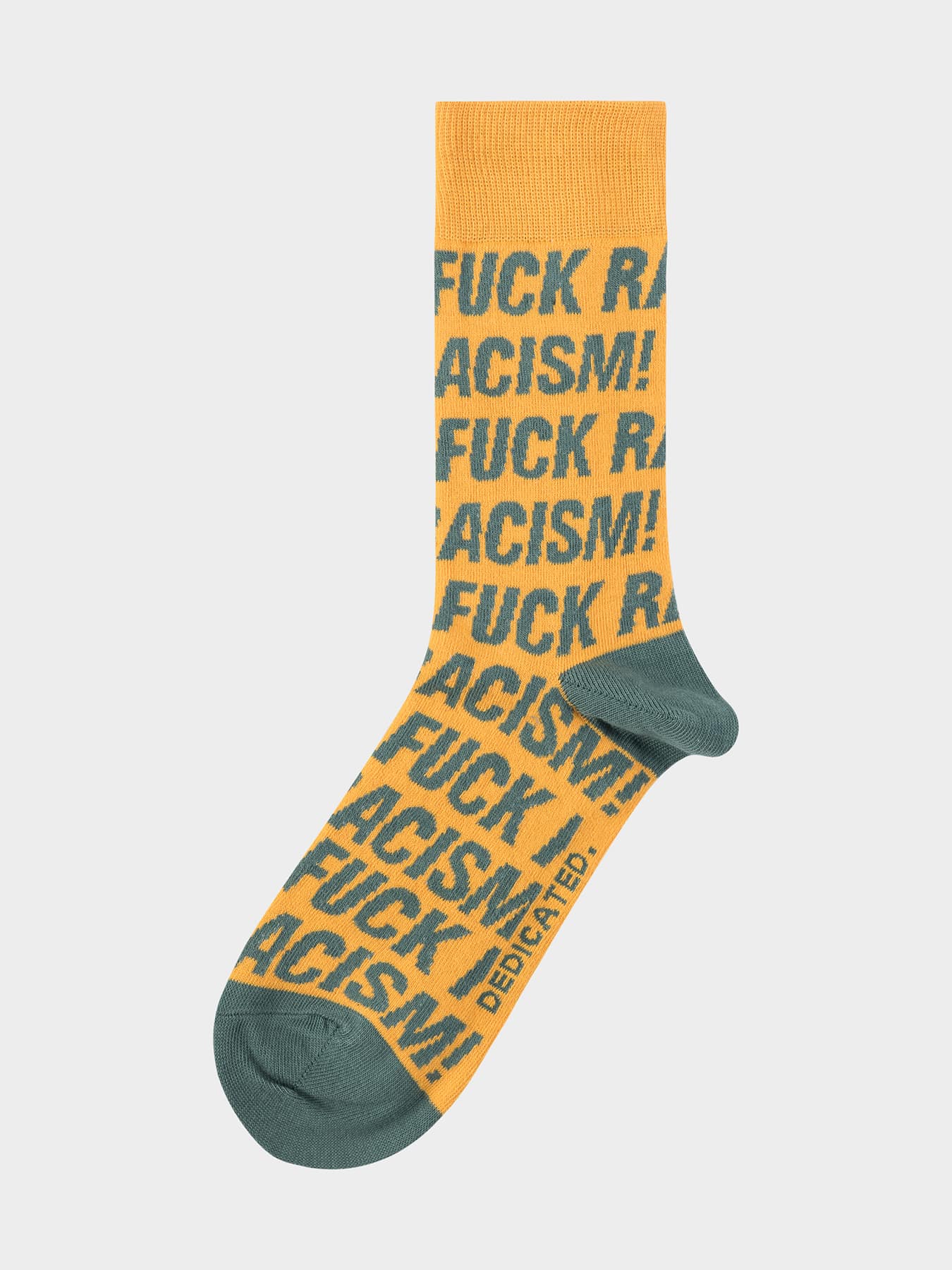 Socken Sigtuna Fuck Racism Pattern Dedicated Yellow Beeswax 1