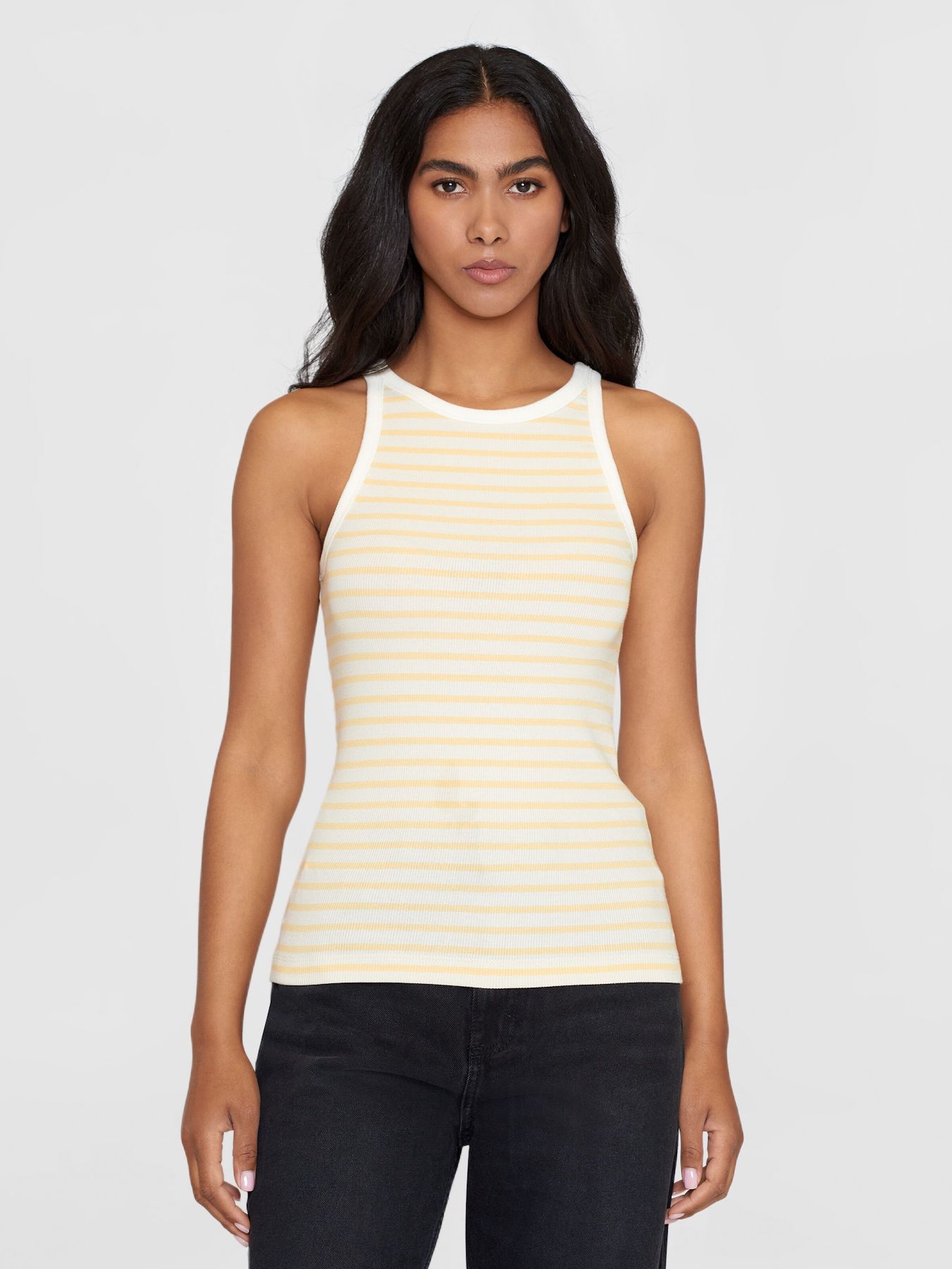 T Shirts & Tops Top Striped Racer Knowledge Cotton Apparel Yellow Stripe 1