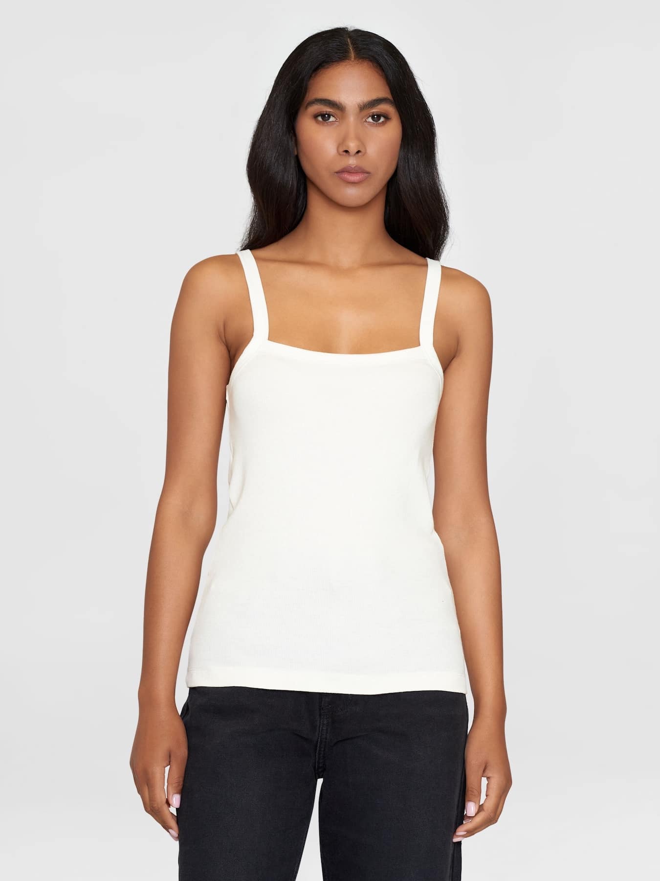 Tops Damen Top Strap Rib Knowledge Cotton Apparell Star White 1