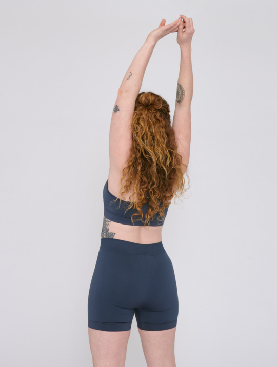 Yoga Shorts Active Organic Basics Dusty Blue 01